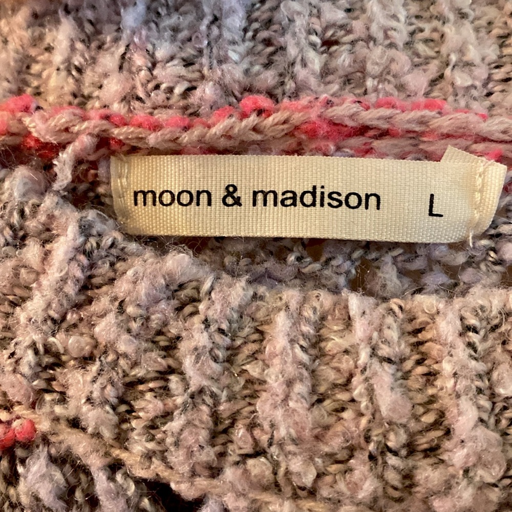 Moon & Madison Artistic Floral Kawaii Cute Purple, Pink, & Orange Sweater - Picture 13 of 14